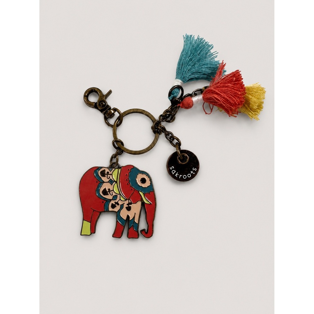 Sakroots Colorful Elephant Tassel Keychain Purse Bag Charm Boho